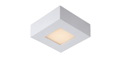 Lucide BRICE LED badkamer plafondlamp, dimbaar 8W 3000K, IP44, vierkant wit aluminium 220-240V