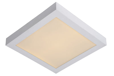 Lucide BRICE LED badkamer plafondlamp, dimbaar 30W 3000K, IP44, Wit, modern vierkant design