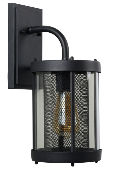 Lucide Makkum wandlamp, 1xE27, IP23 buiten binnen lamp, Mat Zwart metaal, 220-240V, 60W max