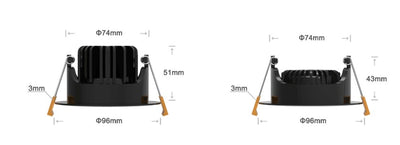 Tsong LED inbouwspot 95mm Zwart IP20 10.5W 3000K 220-240V CE RoHS met CRI 80 niet dimbaar