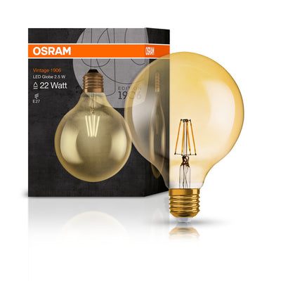 Ledvance Vintage 1906 Globe LED E27 2.5W 2400K Verre doré 220 lumens IP20 non dimmable