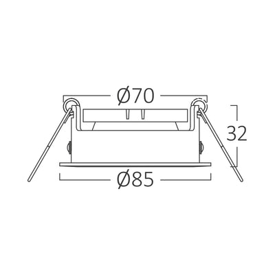 Braytron GU10 inbouw LED spot, 35W max, IP20, rond aluminium Wit-Zwart, 85mm uitsparing 70mm