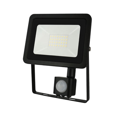 Spectrum LED schijnwerper met PIR sensor 20W 230V 1700 lumen 3000K IP44 Zwart behuizing voor buitengebruik
