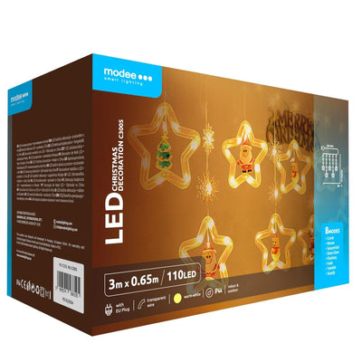 Modee LED kerstdecoratie 110LED 3m warm wit met adapter IP44 binnen buiten lichtsnoer