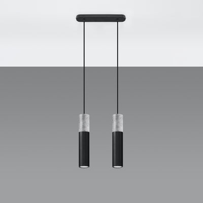 Suspension LED Sollux Lighting BORGIO Béton Noir, 2x GU10, IP20, Aluminium Acier, CE RoHS