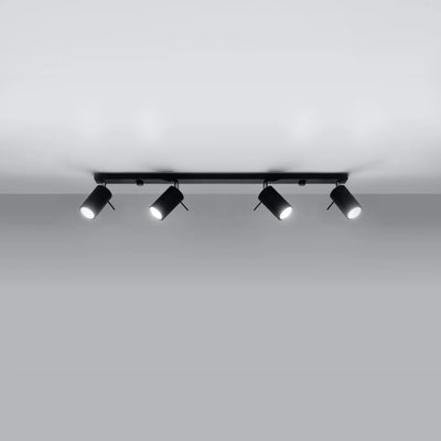 Spot encastré LED plafond Sollux Lighting Black RING, 4 x culots GU10, IP20, aluminium, CE RoHS