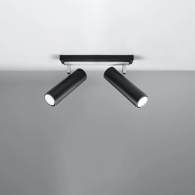 Spot LED de plafond Sollux Lighting Noir Argent, 2 x GU10, IP20, Aluminium, 220-240V, CE RoHS