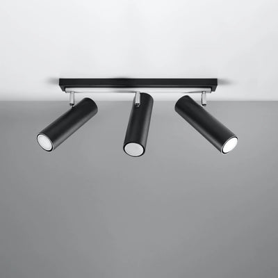 Spot encastré LED plafond Sollux Lighting Noir Argent 3xGU10, IP20, aluminium, 220-240V, CE RoHS