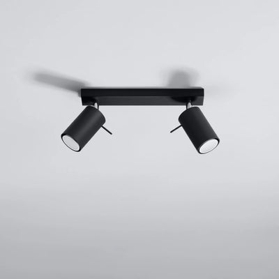 Spot encastré de plafond LED Sollux Lighting RING Noir, 2x GU10, IP20, Aluminium, CE RoHS, 220-240V