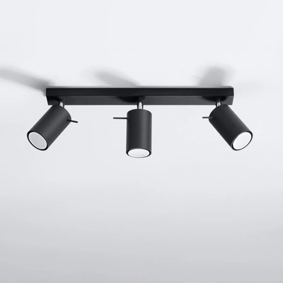 Spot LED de plafond Sollux Lighting RING Noir, 3xGU10, IP20, aluminium, CE RoHS