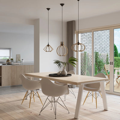 Suspension LED Sollux Lighting bois POMPELMO, douille E27, IP20, 220-240V, Finition Laiton Doré Mat