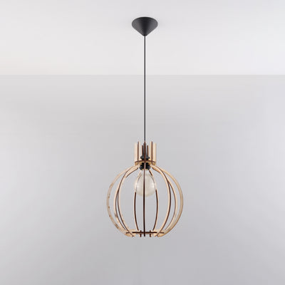Suspension LED Sollux Lighting ARANCIA bois, douille E27, IP20, Finition Laiton Doré Mat, 220-240V