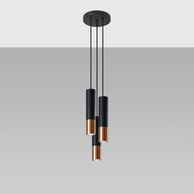 Suspension LED Sollux Lighting Noir Cuivre LOOPEZ, 3xGU10, E27, 220-240V, IP20, Aluminium, CE RoHS