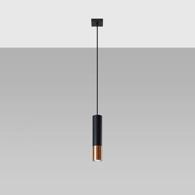 Suspension LED Sollux Lighting LOOPEZ Noir Cuivre, 1xGU10, Douille E27, IP20, Aluminium, 220-240V