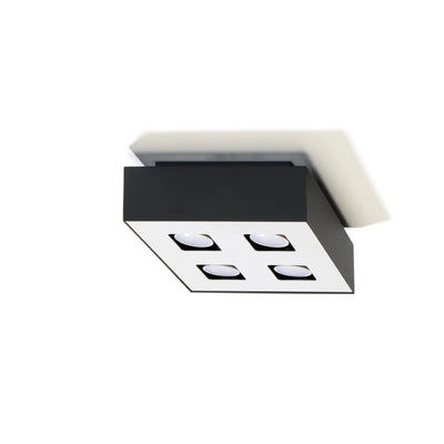 Spot LED plafonnier Sollux Lighting MONO 4 Noir, compatible LED, IP20, Aluminium, 220-240V, 4x35W max