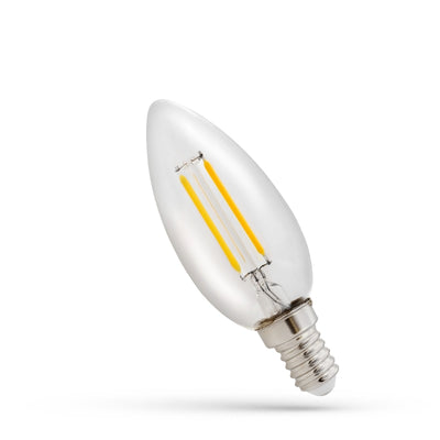 Bougie LED Spectrum C35 E14 230V 1W COG 2700K Blanc Chaud Verre Transparent 110 lumens Non Dimmable Intérieur
