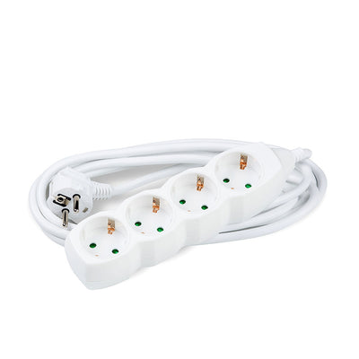 Technik Stekkerdoos 4-voudig, 5m 1.5mm2 Koperen Kabel, Wit, 16A met Kinderbeveiliging