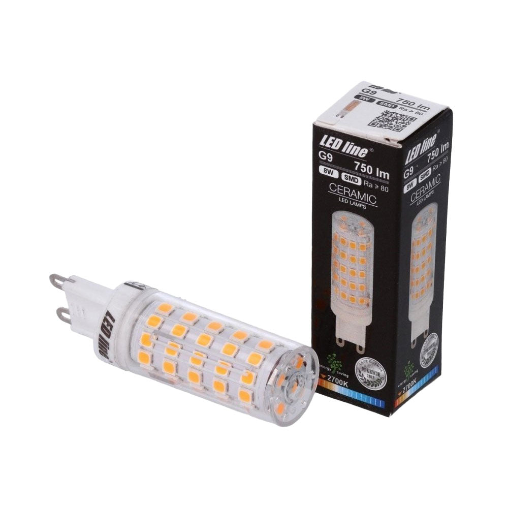 Spectrum LED G9 lamp, 7W vervangt 70W, 770 lumen, 3000K warm wit, 230V, 270° bundel, CRI 80