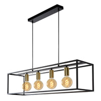 Lucide RUBEN hanglamp, 4xE27 fittingen, Zwart & Satijn messing, metalen armatuur, 1520mm hoogte, IP20 dimbaar