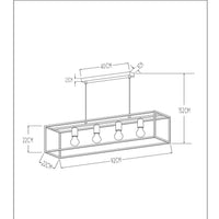 Lucide RUBEN hanglamp, 4xE27 fittingen, Zwart & Satijn messing, metalen armatuur, 1520mm hoogte, IP20 dimbaar
