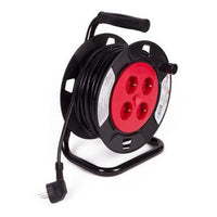 Kabelhaspel 15m - 4-voudig met randaarde -  3x1.5mm2 - zwart 