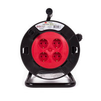 Kabelhaspel 15m - 4-voudig met randaarde -  3x1.5mm2 - zwart 