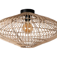 Lucide MAGALI plafondlamp, 1xE27, 40W max, Scandinavisch rotan en metaal, Ø56cm, IP20, Natuurlijke afwerking