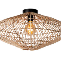 Lucide MAGALI plafondlamp, 1xE27, 40W max, Scandinavisch rotan en metaal, Ø56cm, IP20, Natuurlijke afwerking