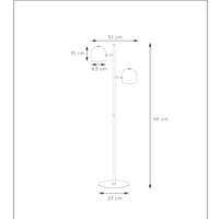 Lampadaire Lucide SKANSKA, LED 2x5W 3000K, à variateur tactile, tête rotative, métal noir moderne, hauteur 1410mm