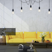 Lucide FIX moderne hanglamp, 5xE27 fittingen, Zwart metaal, rond ontwerp, verstelbare hoogte, IP20