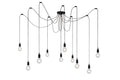 Lucide FIX multi hanglamp, 10xE27 fittingen, Zwart metalen frame, verstelbare hoogte, moderne plafondlamp