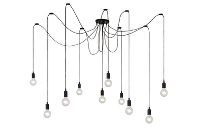 Lucide FIX multi hanglamp, 10xE27 fittingen, Zwart metalen frame, verstelbare hoogte, moderne plafondlamp