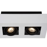 Spot encastré LED de plafond Lucide XIRAX, 2x5W GU10, dim to warm 2200K-3000K, IP20, Aluminium blanc