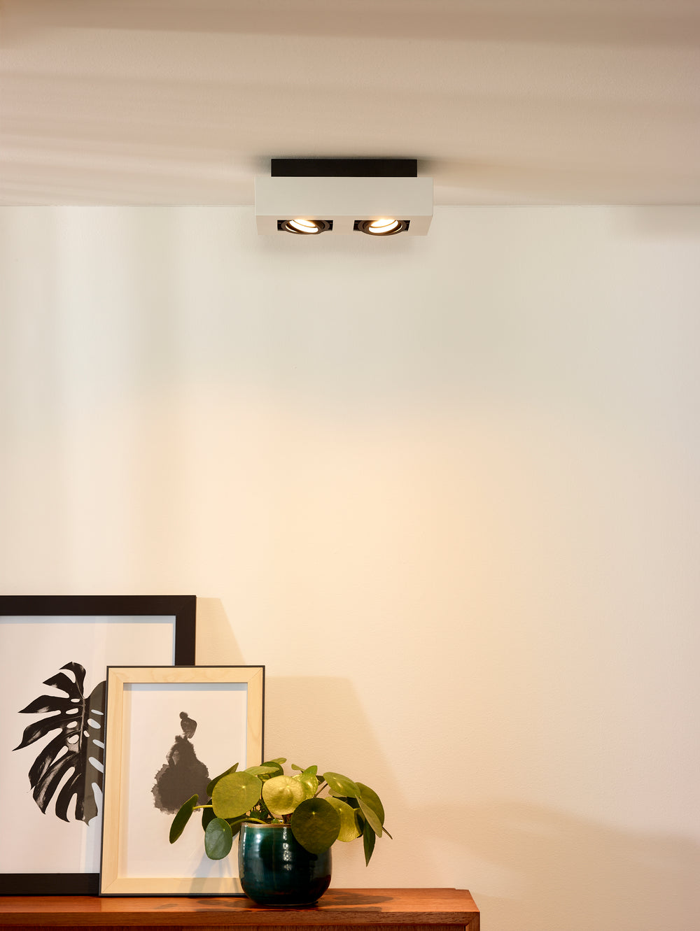 Spot encastré LED de plafond Lucide XIRAX, 2x5W GU10, dim to warm 2200K-3000K, IP20, Aluminium blanc