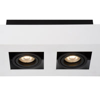 Spot encastré LED de plafond Lucide XIRAX, 2x5W GU10, dim to warm 2200K-3000K, IP20, Aluminium blanc