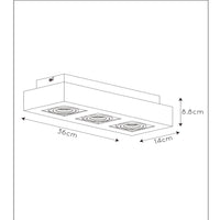 Spot LED de plafond Lucide XIRAX, 3x5W GU10, dim to warm 2200K-3000K, IP20, aluminium Noir Sablé