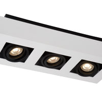 Lucide XIRAX LED plafondspot, 3x5W GU10, dim to warm 2200K-3000K, IP20, Wit aluminium