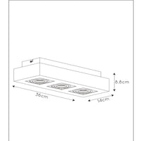 Lucide XIRAX LED plafondspot, 3x5W GU10, dim to warm 2200K-3000K, IP20, Wit aluminium