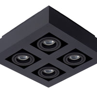Lucide XIRAX LED plafondspot 4x5W GU10 dim to warm 2200K-3000K Zwart aluminium modern vierkant IP20