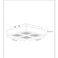 Lucide XIRAX LED plafondspot 4x5W GU10 dim to warm 2200K-3000K Zwart aluminium modern vierkant IP20