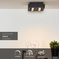 Lucide XIRAX LED plafondspot 4x5W GU10 dim to warm 2200K-3000K Zwart aluminium modern vierkant IP20
