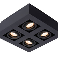 Lucide XIRAX LED plafondspot 4x5W GU10 dim to warm 2200K-3000K Zwart aluminium modern vierkant IP20
