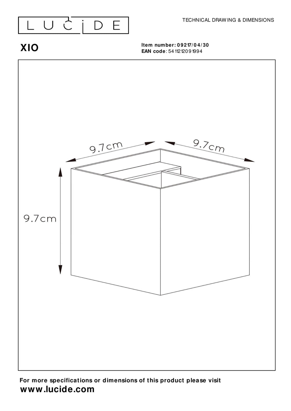 Applique murale LED Lucide XIO dimmable G9 1x4W 2700K angle de faisceau réglable Noir design carré moderne