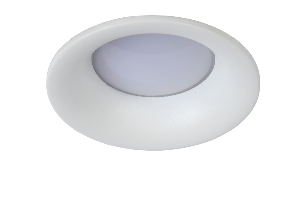 Lucide ZIVA LED inbouwspot voor badkamer, GU10-fitting, IP44, rond aluminium, Sand White, Ø84mm