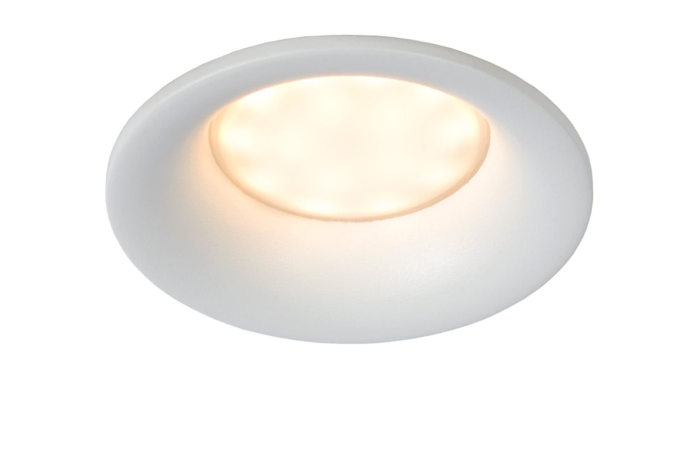 Lucide ZIVA LED inbouwspot voor badkamer, GU10-fitting, IP44, rond aluminium, Sand White, Ø84mm