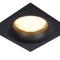 Lucide ZIVA spot LED encastré Noir Sable, 1xGU10, éclairage de salle de bain IP44, aluminium carré 85x85mm