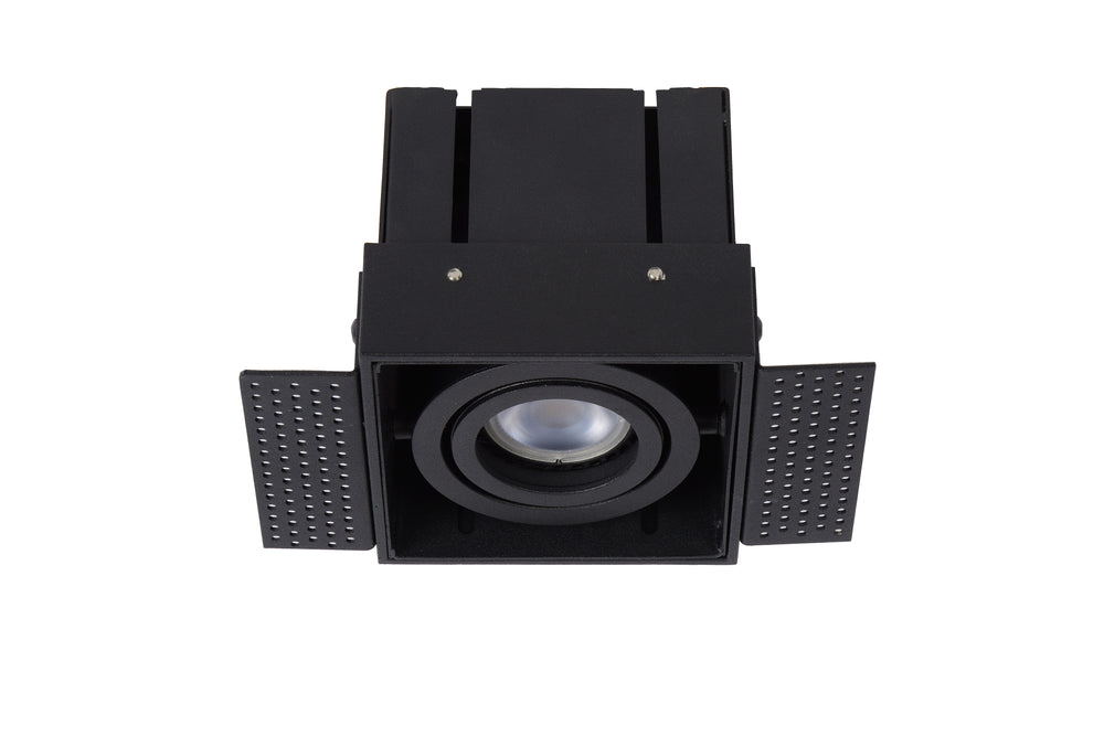 Spot encastré carré TRIMLESS Lucide, 1xGU10, 50W max, dimmable, IP20, aluminium Noir Sable