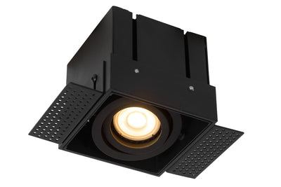 Lucide TRIMLESS vierkante inbouwspot, 1xGU10, 50W max, dimbaar, IP20, Zwart Zand aluminium