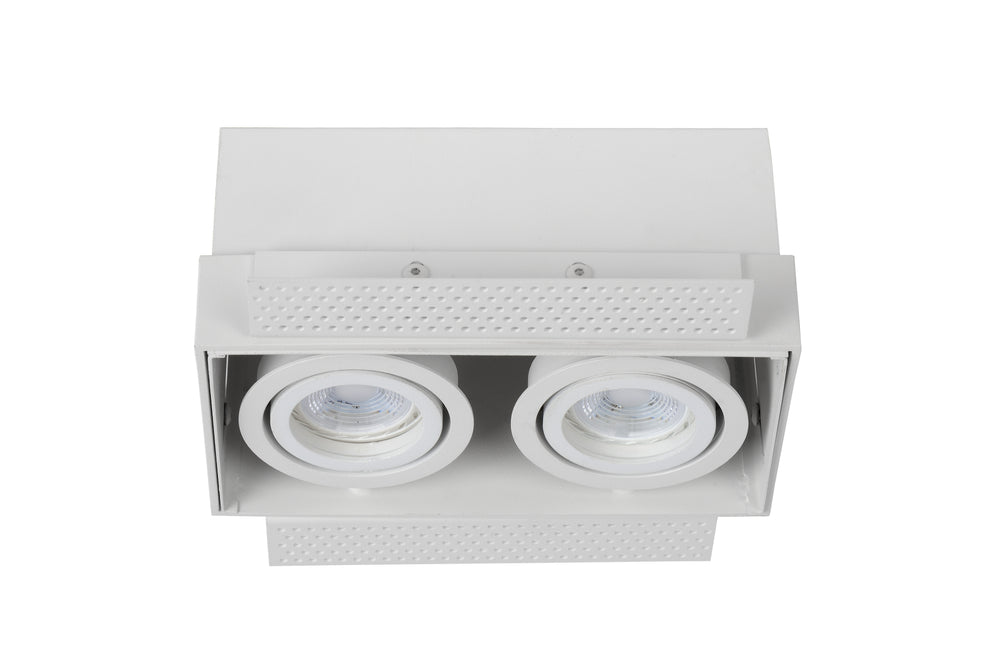 Lucide TRIMLESS inbouwspot 2xGU10, aluminium, kantelbaar, dimbaar, IP20, Wit, 185x97mm