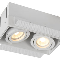 Lucide TRIMLESS spot encastré 2xGU10, aluminium, orientable, dimmable, IP20, Blanc, 185x97mm